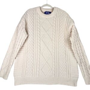 Aelfric Eden Fisherman Sweater Cable Knit XXL Ivory Cozy Gilmore